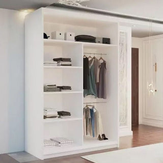 CHOICEWARDROBE Keynes Sliding Door Wardrobe 2 Door 120cm White Matte Finish Mirror Doors