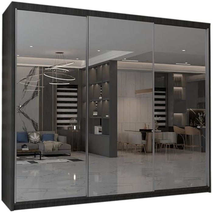 CHOICEWARDROBE Chicago II 250cm Wenge 3 mirrored sliding door wardrobe