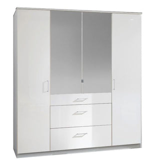 Wardrobe - CALLISTO 4 Door Wardrobe White 180cm