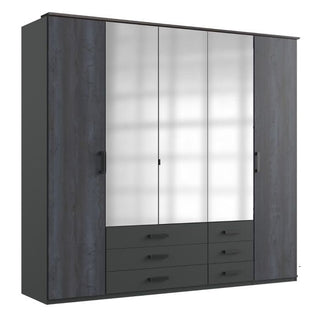 Wardrobe - BODDEN 5 Door Wardrobe Graphite 225cm