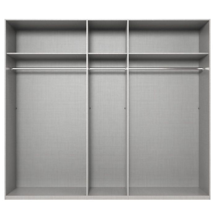 CHOICEWARDROBE Atlantic 250cm 3-door grey sliding wardrobe with shelves and hanging rails