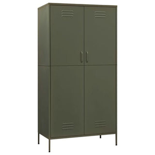 CHOICEWARDROBE Olive Green Finish Steel Locker Cabinet – 4 Door Storage Cabinet