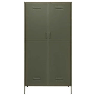 CHOICEWARDROBE Olive Green Finish Steel Locker Cabinet – 4 Door Storage Cabinet