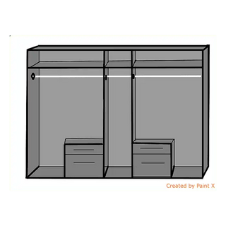 CHOICEWARDROBE Flock 225cm 5 Door Mirrored Wardrobe – White | Large Modern Wardrobe with Drawers, Shelves & Hanging Space