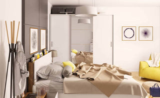 CHOICEWARDROBE Deptford 220cm White Matt Sliding Wardrobe – 3 Doors with Central Mirror & Oak Base Accent | Premium Modern Storage Solution