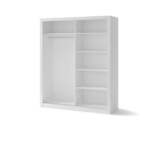 CHOICEWARDROBE Ionia 2 Door Mirrored Sliding Wardrobe – 180cm Width, Matt White Finish