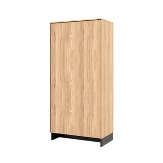 CHOICEWARDROBE Narva 2 Door Wooden Wardrobe in Mountain Ash – 92cm Modern Oak-Effect Storage Wardrobe with Shelves & Hanging Rail