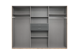 CHOICEWARDROBE Docker 270cm Grey 6 Door Mirrored Wardrobe | Modern Grand Design with Central Drawers & Sleek Handles