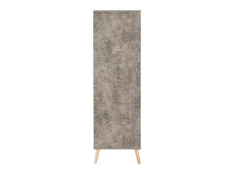 CHOICEWARDROBE Noein 113 cm 3 Door 3 Drawer Wardrobe – Concrete Effect Finish with Wooden Legs | Modern Industrial Style