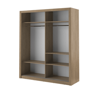 CHOICEWARDROBE Allen Oak 2 Door Sliding Mirrored Wardrobe – 181cm Modern Design with LED Lights & Storage Shelves