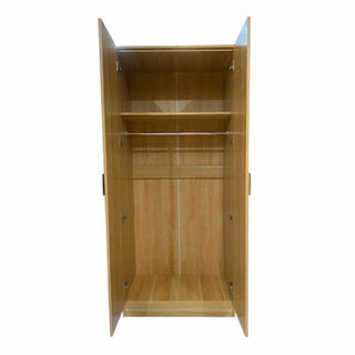 CHOICEWARDROBE Sleek 2 Door Wardrobe – 80 cm Oak Finish | Compact Modern Design with Hanging Rail & Shelf Storage