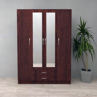 Wardrobe - ROSE 4 Door Wardrobe Walnut 180cm