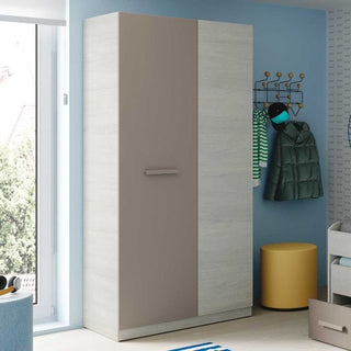 Wardrobe - ALMIRA 2 Door Wardrobe White and Grey 90cm