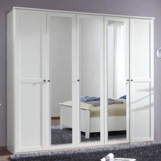 Wardrobe - CONWAY 5 Door Wardrobe White 225cm
