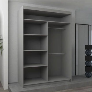 Sliding Wardrobe - BARTHOLOMEW 2 Door Mirrored Wardrobe Grey 120cm