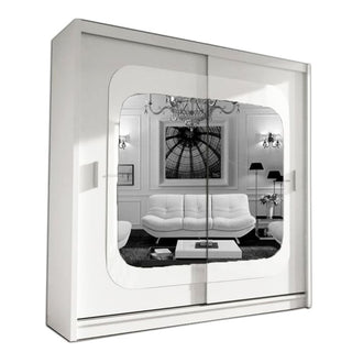 Sliding Wardrobe - COVINA 2 Door Mirrored Wardrobe White - 150cm