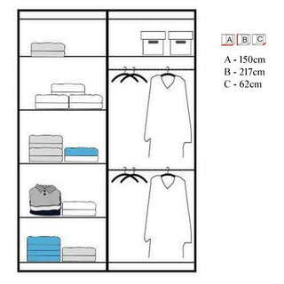 Sliding Wardrobe - LISBANE 2 Door Mirrored Wardrobe Black - 150cm