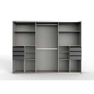 Sliding Wardrobe - SOGO 3 Door Mirrored Wardrobe Oak with Black 270cm