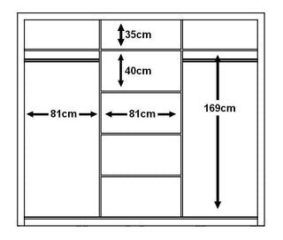 CHOICEWARDROBE Inverto 3 Door Sliding Wardrobe – 250cm Wide, Matt Grey with Central Mirror | Built-In Shelves & Double Hanging Rail