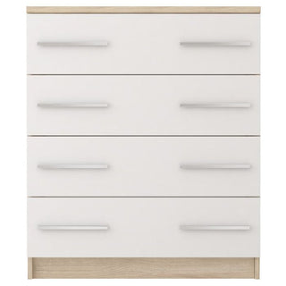 CHOICEWARDROBE Orlan 4 Drawer Chest – Sonoma Oak & White | Modern Wooden Storage Unit