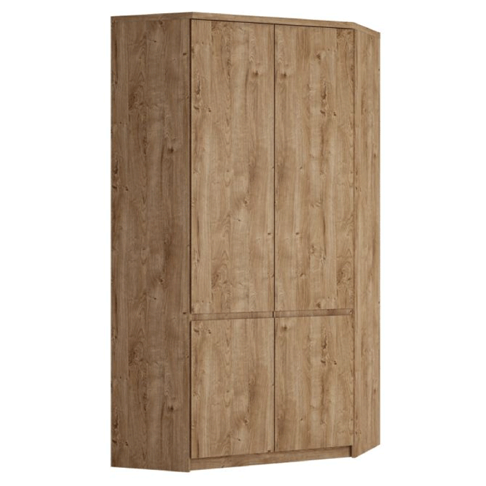 FABIA 2-door corner wardrobe, oak effect finish