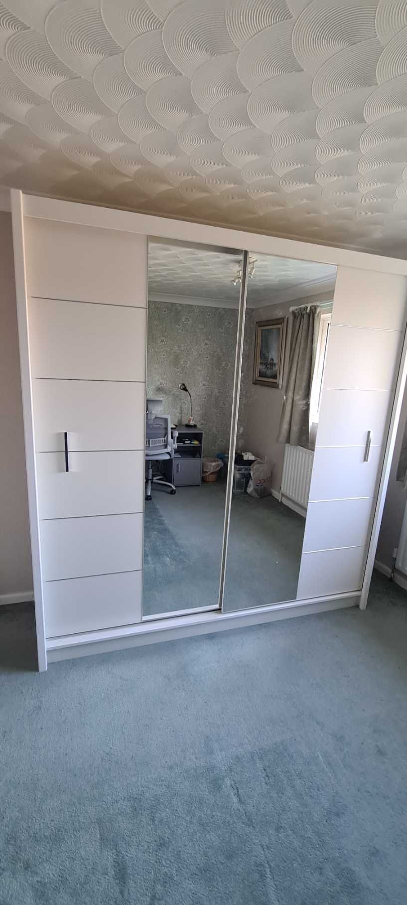 Luzern 203cm 2-Door Mirrored Sliding Wardrobe – White – product image 16