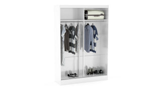 CHOICEWARDROBE Lynn Sliding Door Wardrobe 132cm Width White High Gloss Mirror Door