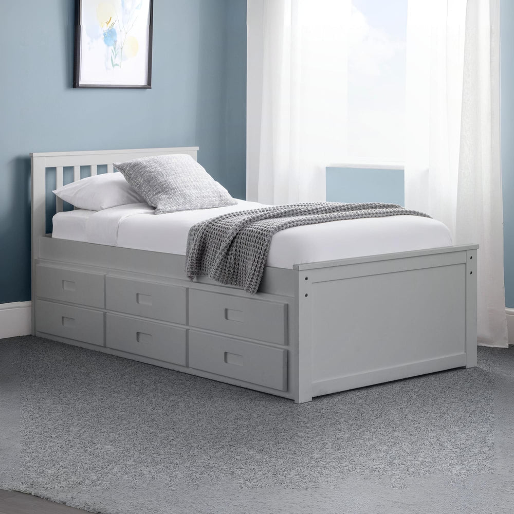 Julian Bowen Maisie Single Bed with Underbed and Drawers – Light Grey