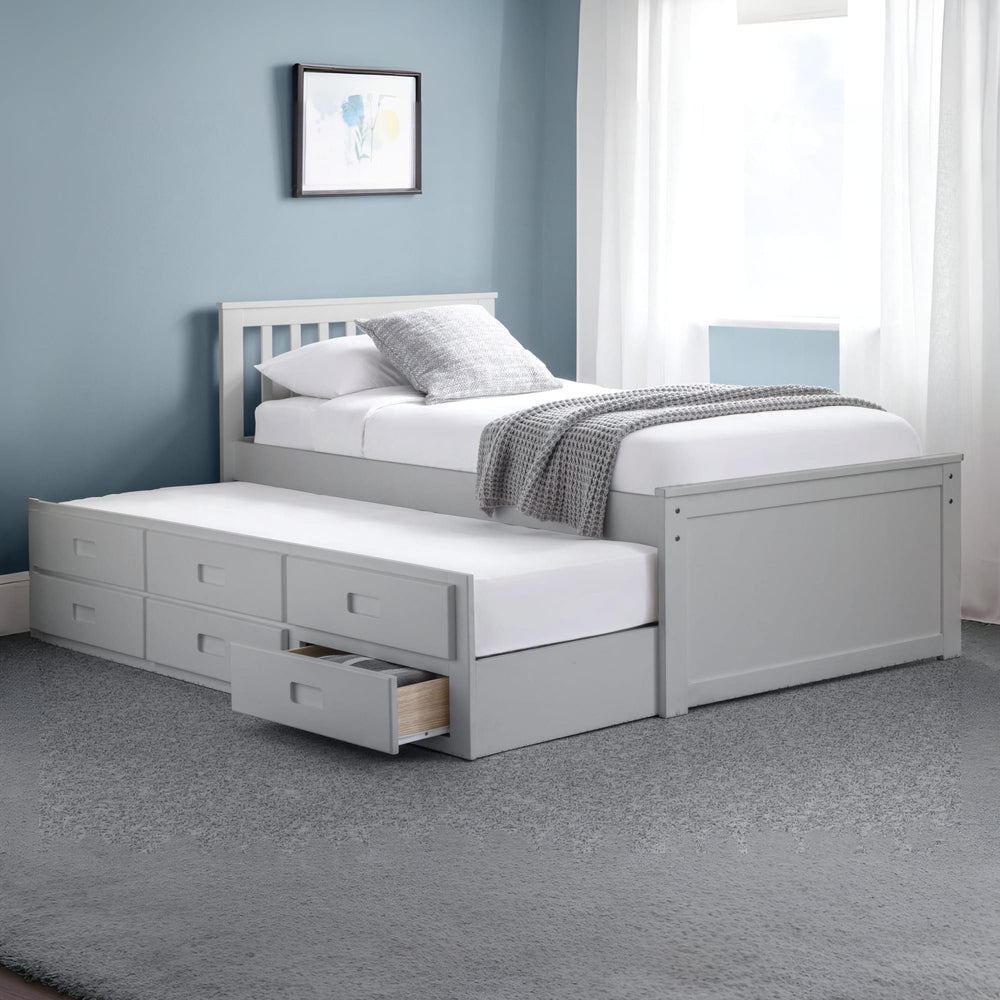 Julian Bowen Maisie Single Bed with Underbed and Drawers – Light Grey detail 1