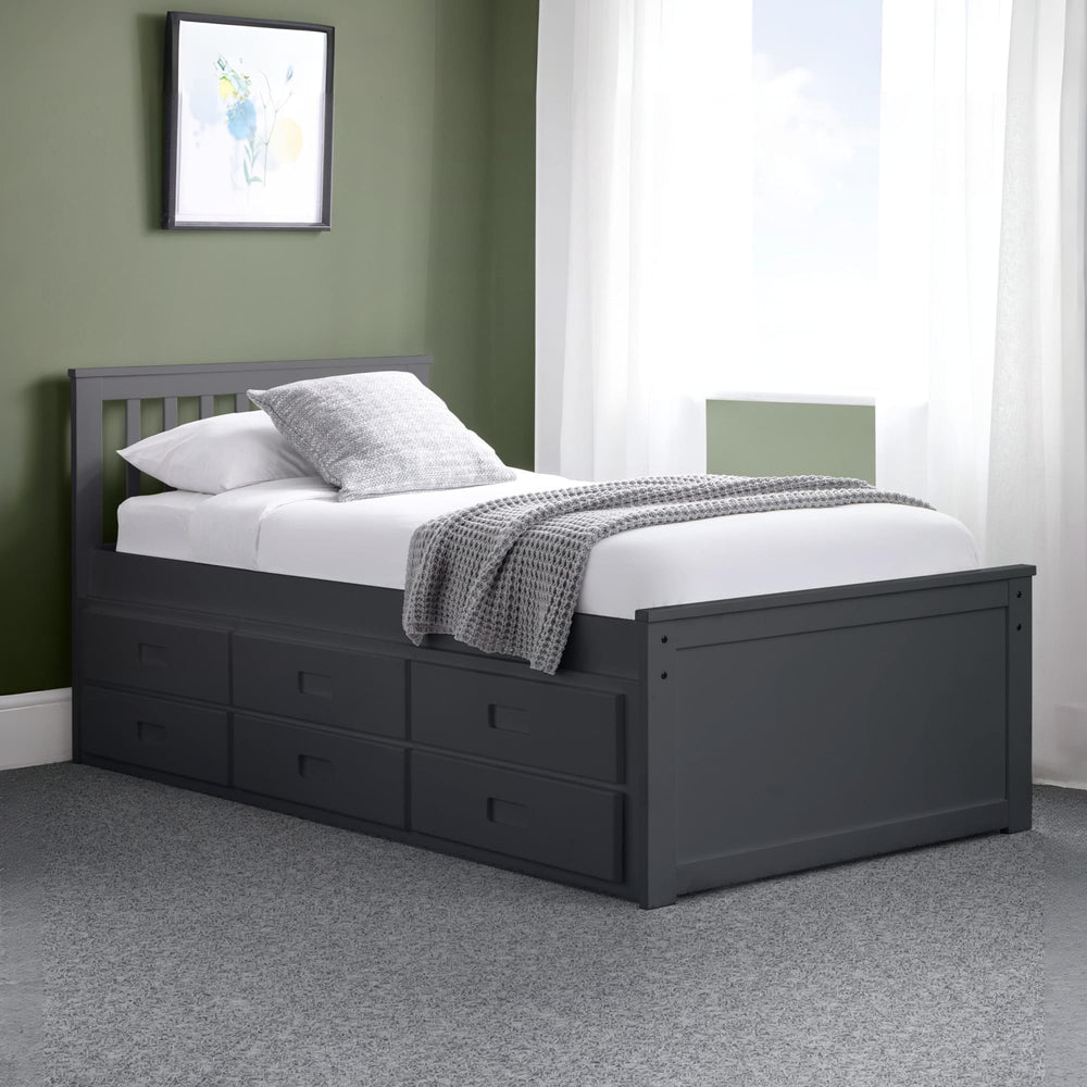 Julian Bowen Maisie Single Bed with Underbed and Drawers – Anthracite