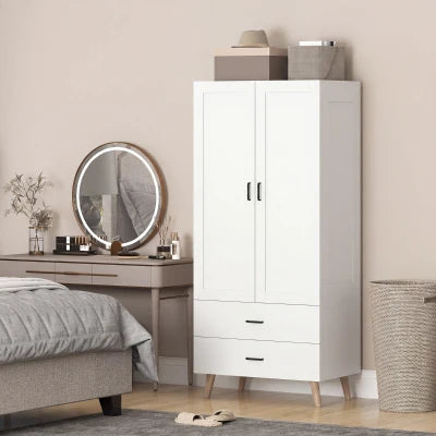 Alto 80cm 2 Door Wardrobe with 2 Drawers – White