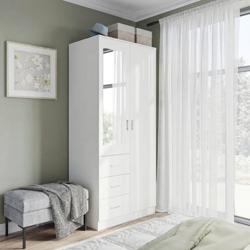 Elara white mirrored wardrobe product detail