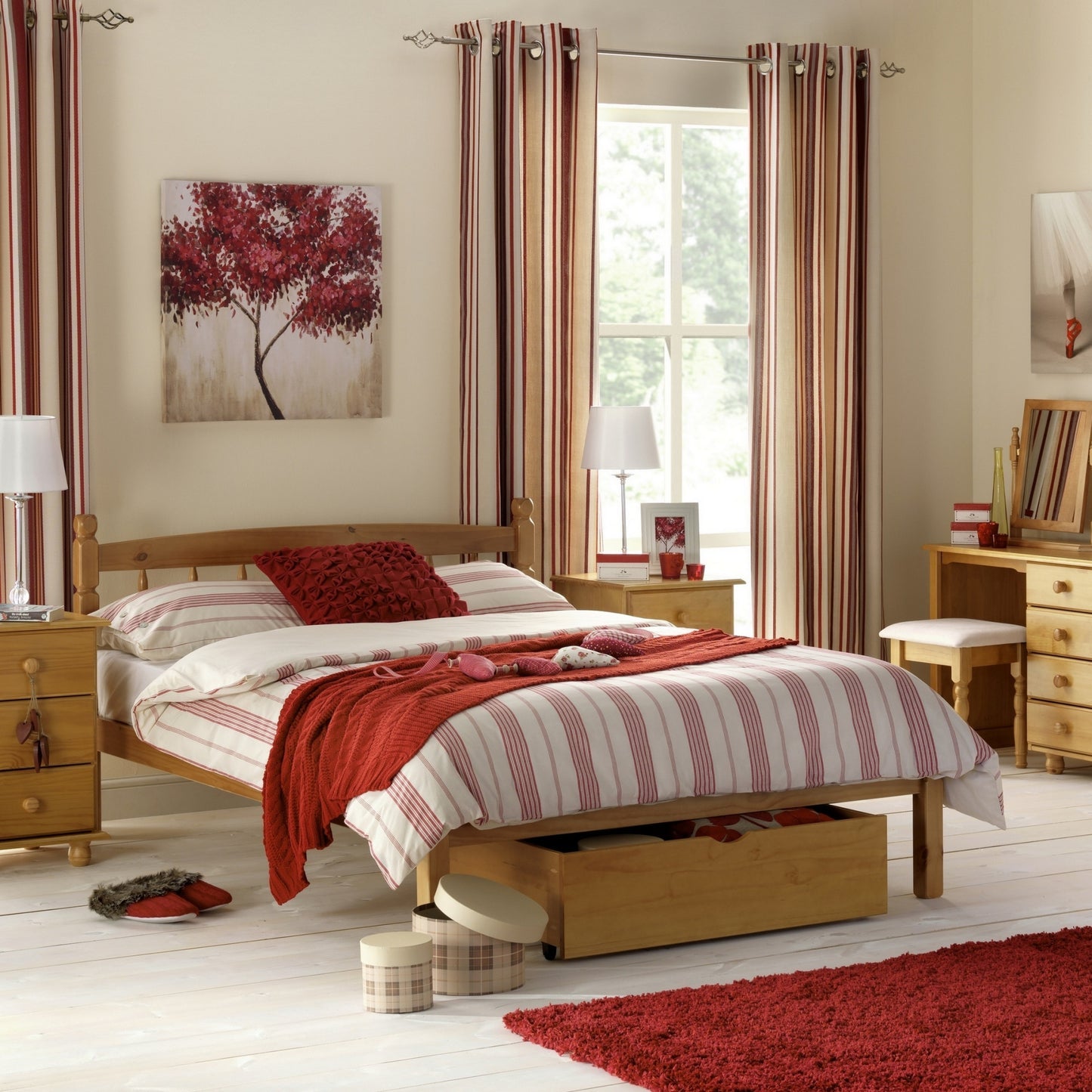 Julian Bowen Pickwick solid pine bed in a bedroom setting
