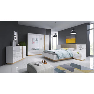 Alaro High Gloss Mirrored Wardrobe With 4 Doors In White