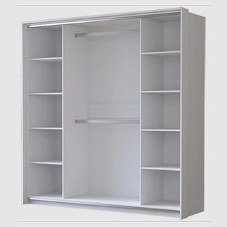 Albany Mirrored Wardrobe With 2 Hinged Doors In Silk And White