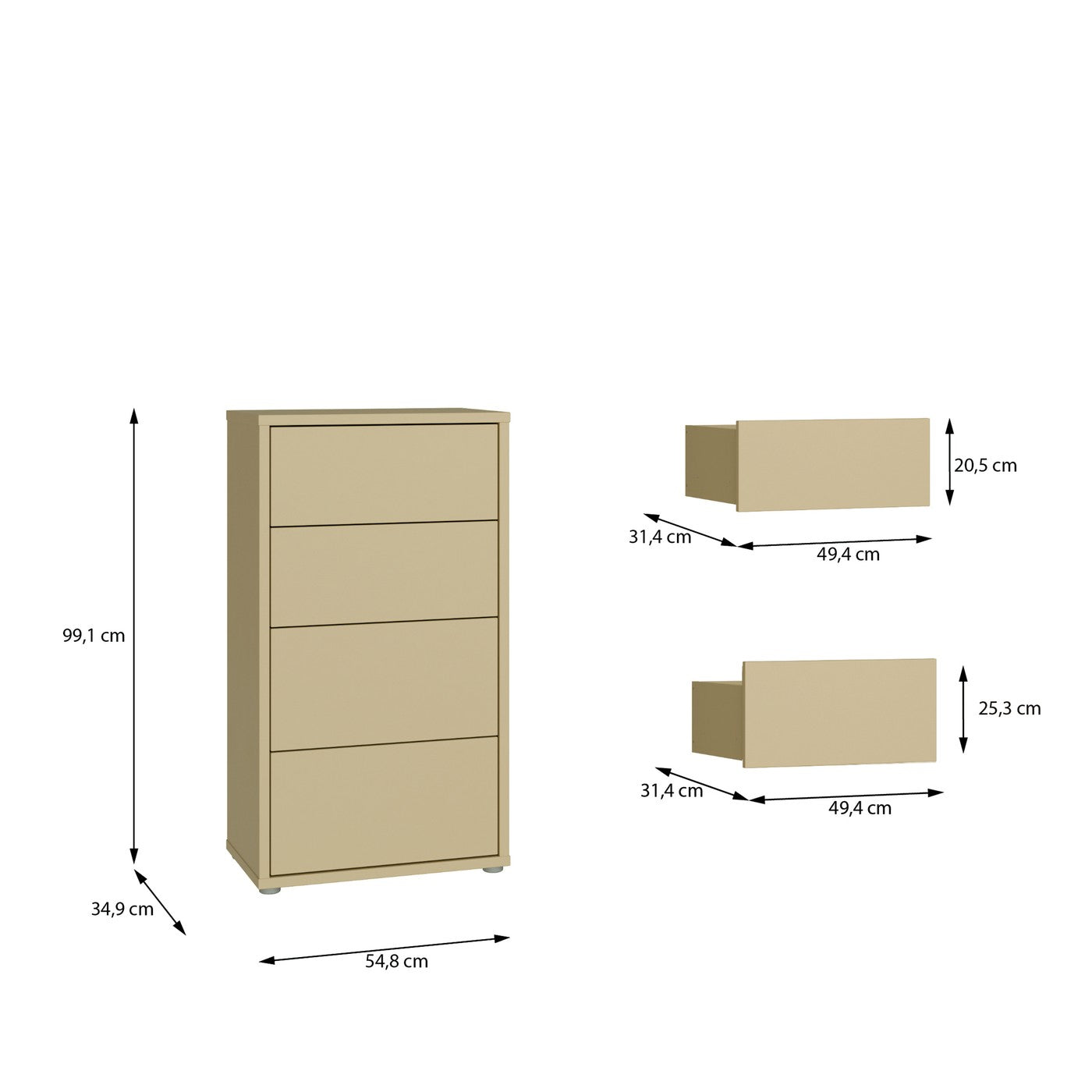 Alice Springs 54.8cm tall 4-drawer chest in Butter Yellow – image 8 of 9