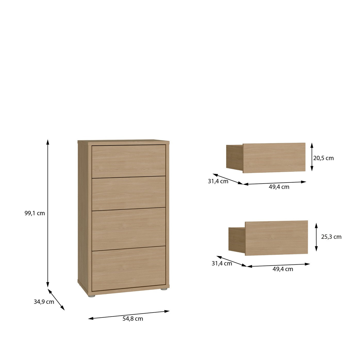 Alice Springs 54.8cm tall 4-drawer chest in Elegancia Oak – image 8 of 9