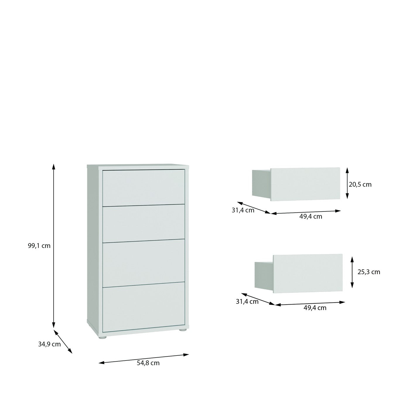 Alice Springs 54.8cm tall 4-drawer chest in Light Grey – image 8 of 9