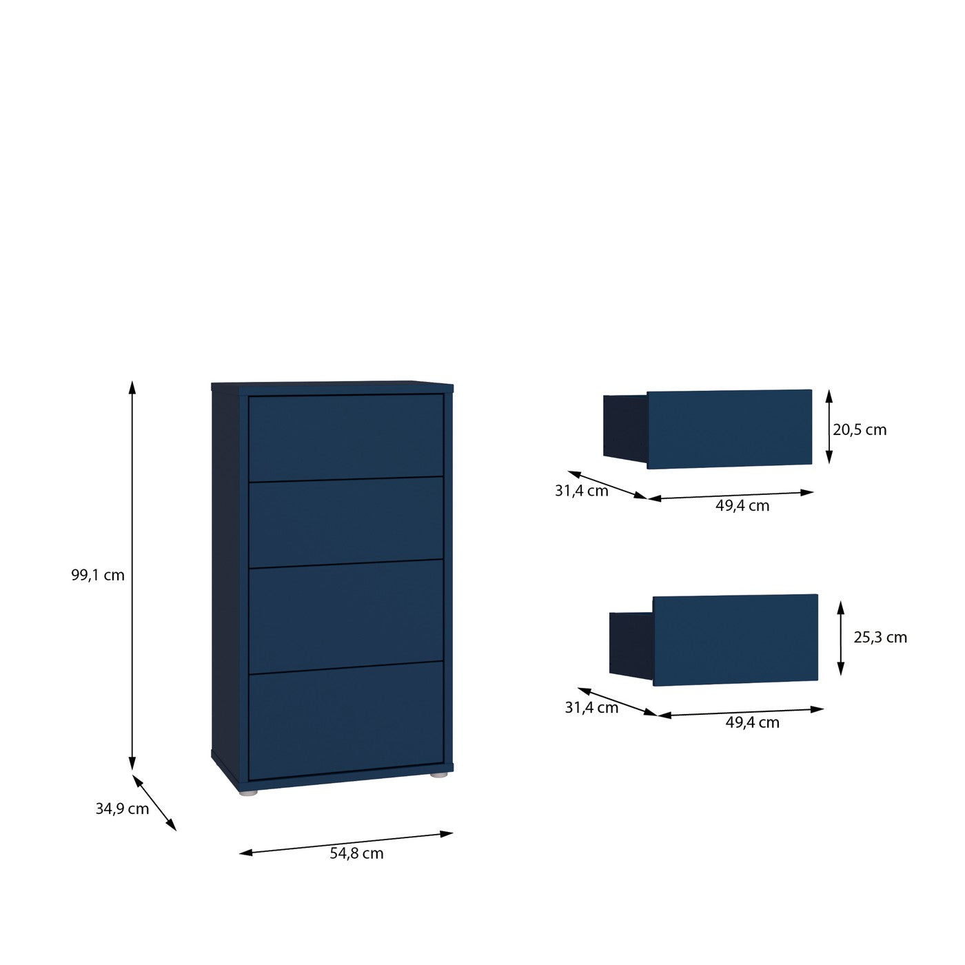 Alice Springs 54.8cm tall 4-drawer chest in Night Blue – image 9 of 9