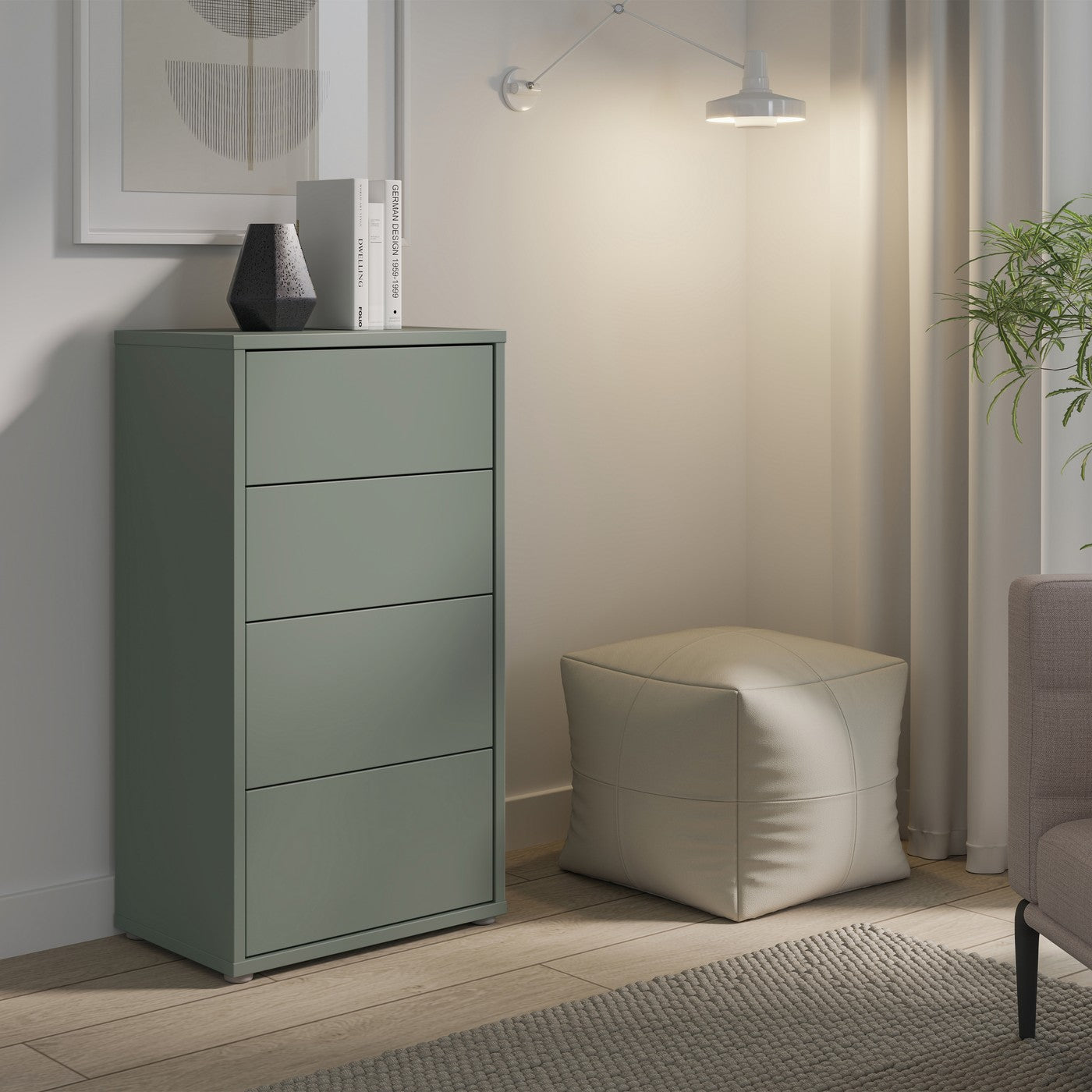 Alice Springs 54.8cm tall 4-drawer chest in Sage Green – image 7 of 10