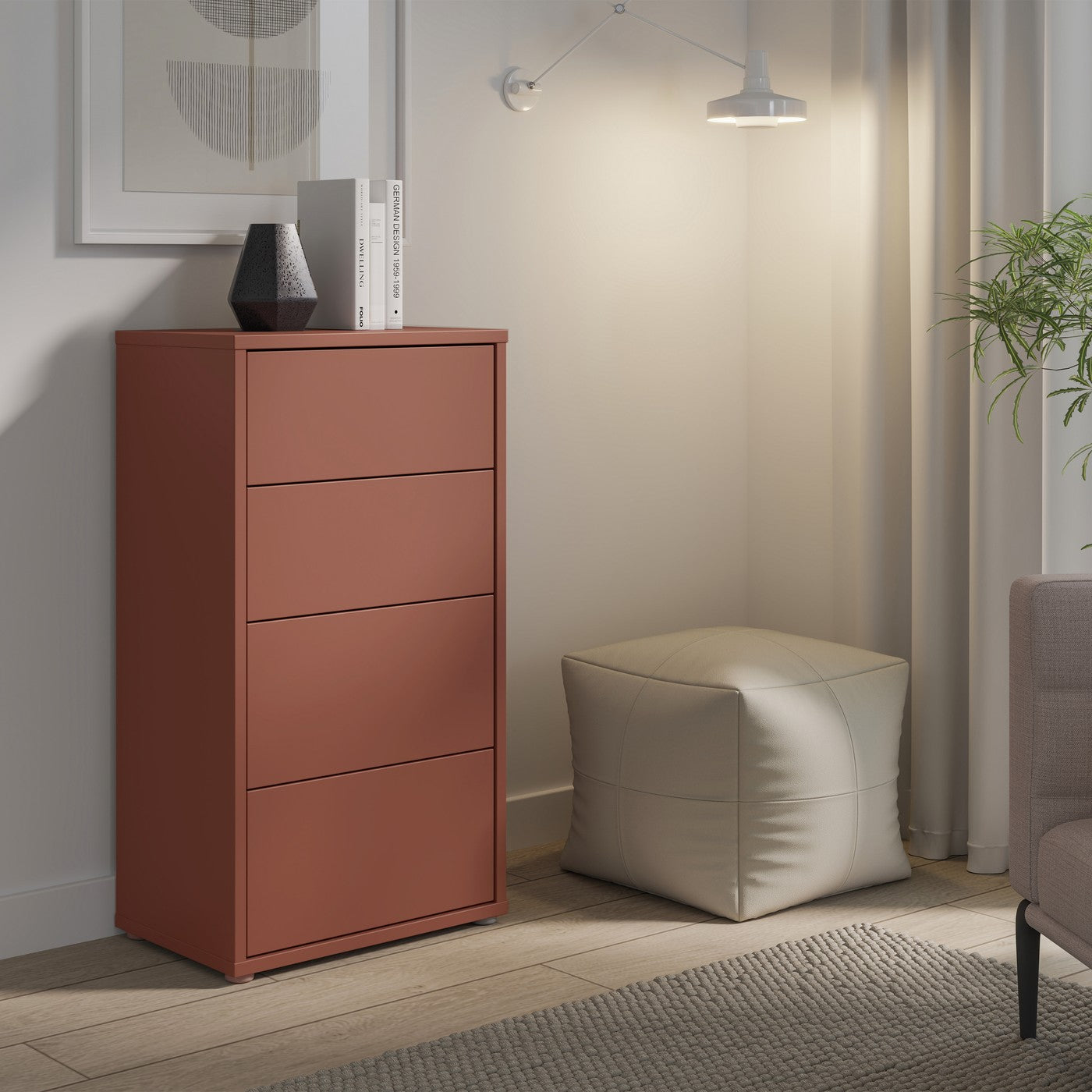 Alice Springs 54.8cm tall 4-drawer chest in Terracotta – image 7 of 9