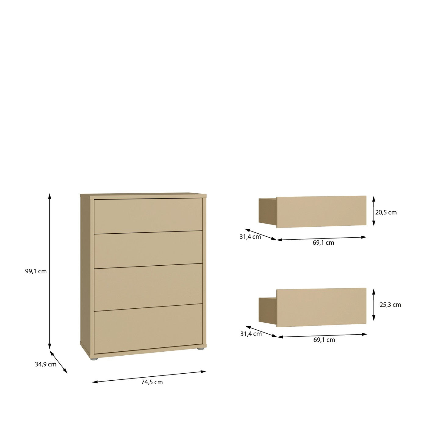 Alice Springs 74.5cm 4-Drawer Chest in Butter Yellow – image 10 of 11
