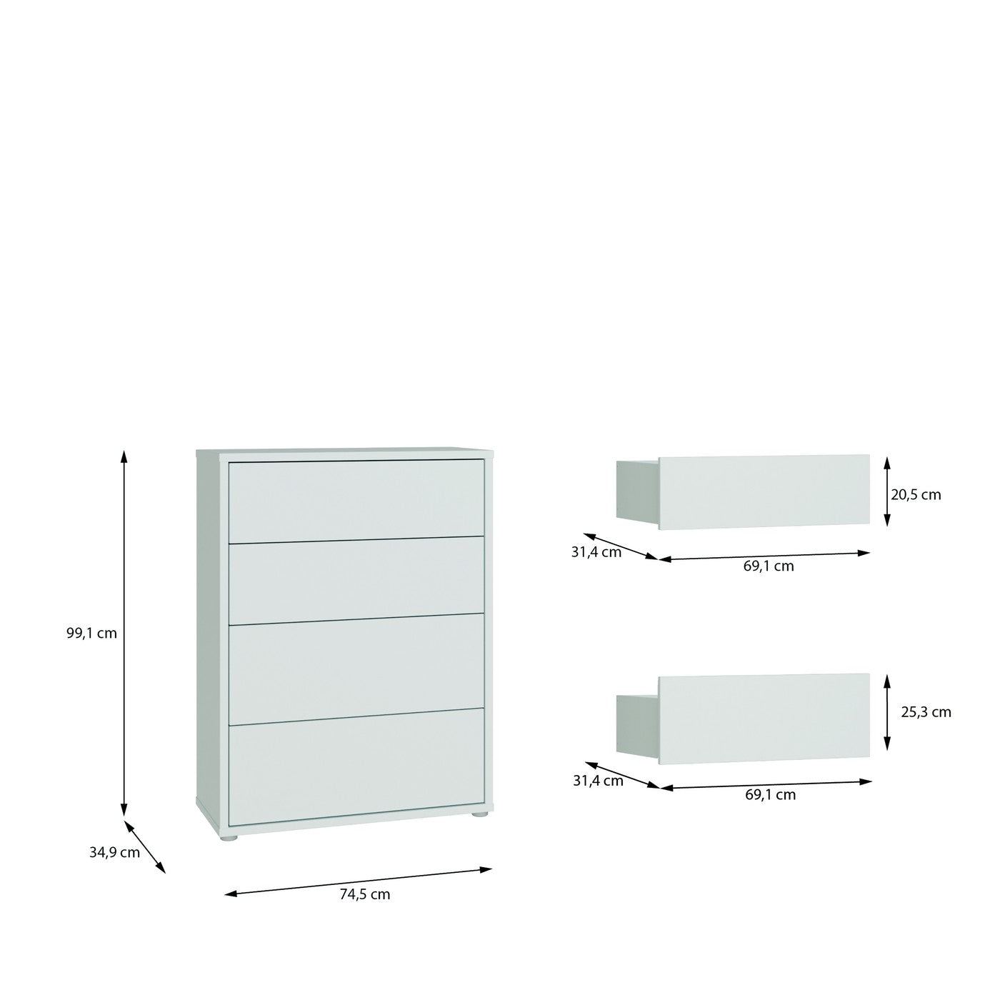 Alice Springs 74.5cm 4-Drawer Chest in Light Grey – image 8 of 9