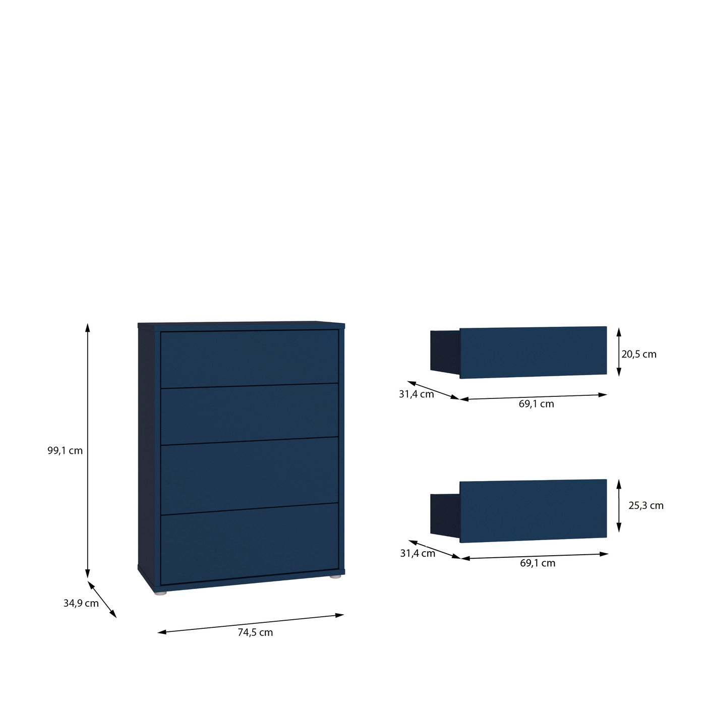 Alice Springs 74.5cm 4-Drawer Chest in Night Blue – image 10 of 11