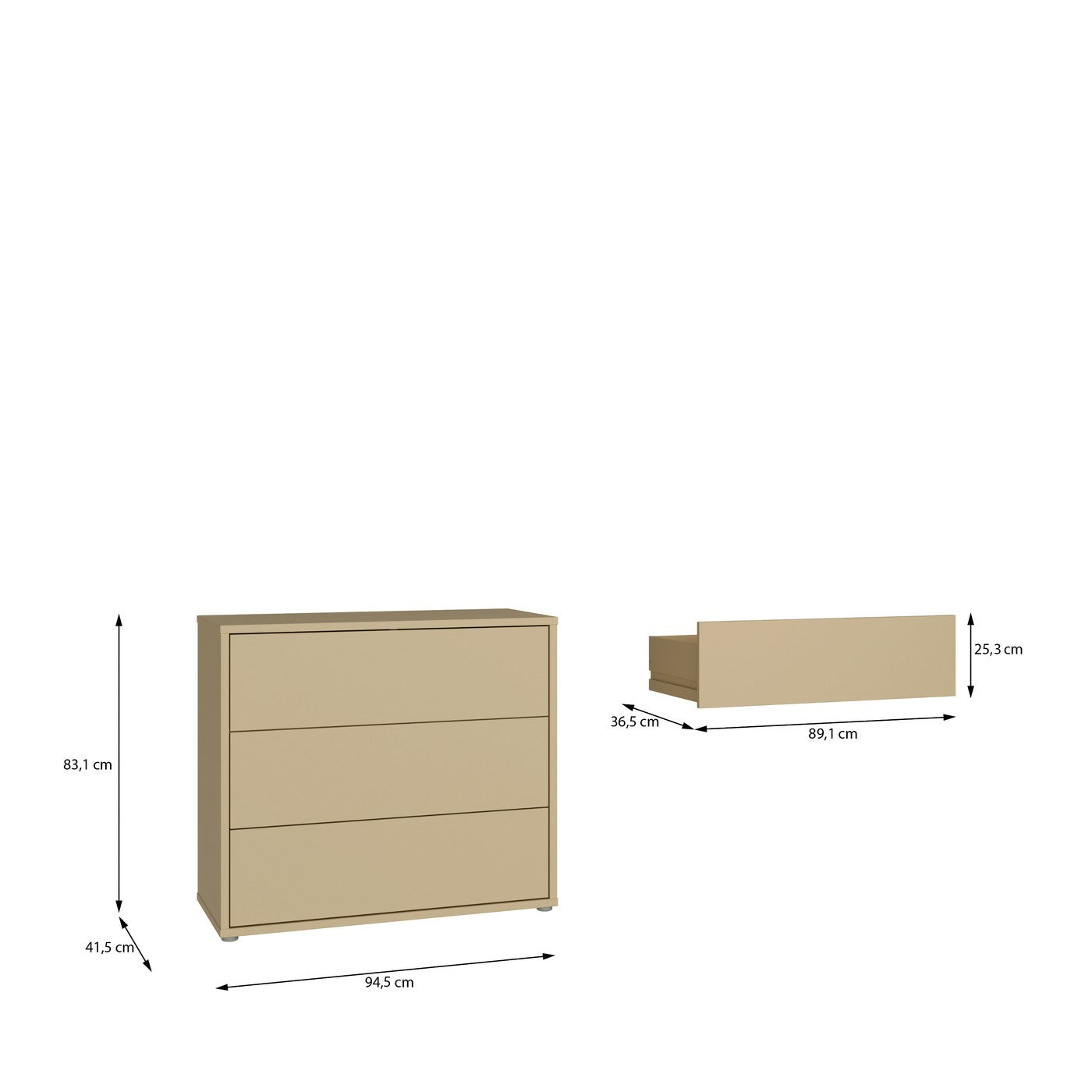 Alice Springs 94.8cm 3-Drawer Chest in Butter Yellow – image 8 of 9