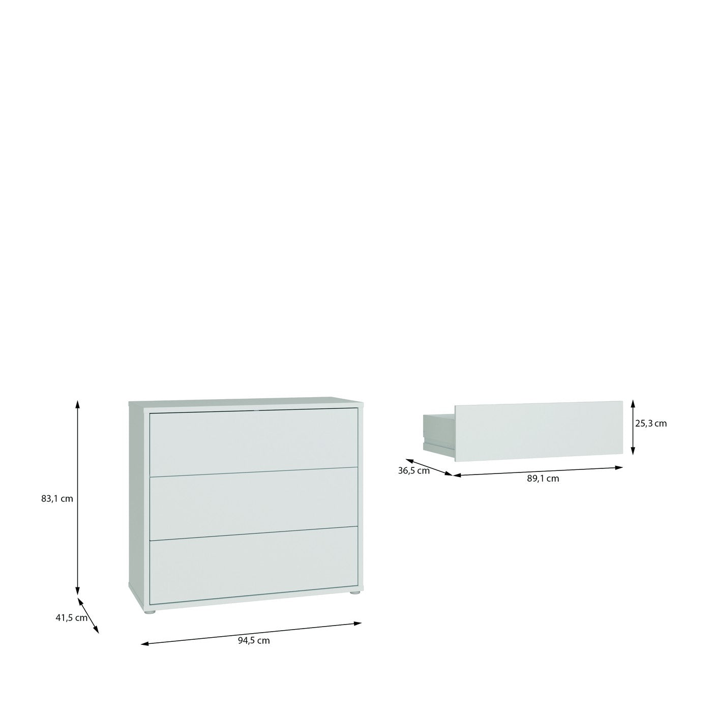 Alice Springs 94.8cm 3-Drawer Chest in Light Grey – image 7 of 8