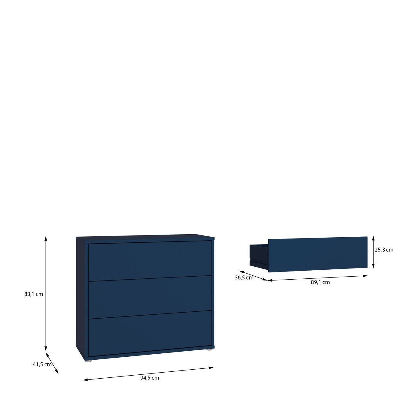 Alice Springs 94.8cm 3-Drawer Chest in Night Blue – image 7 of 8