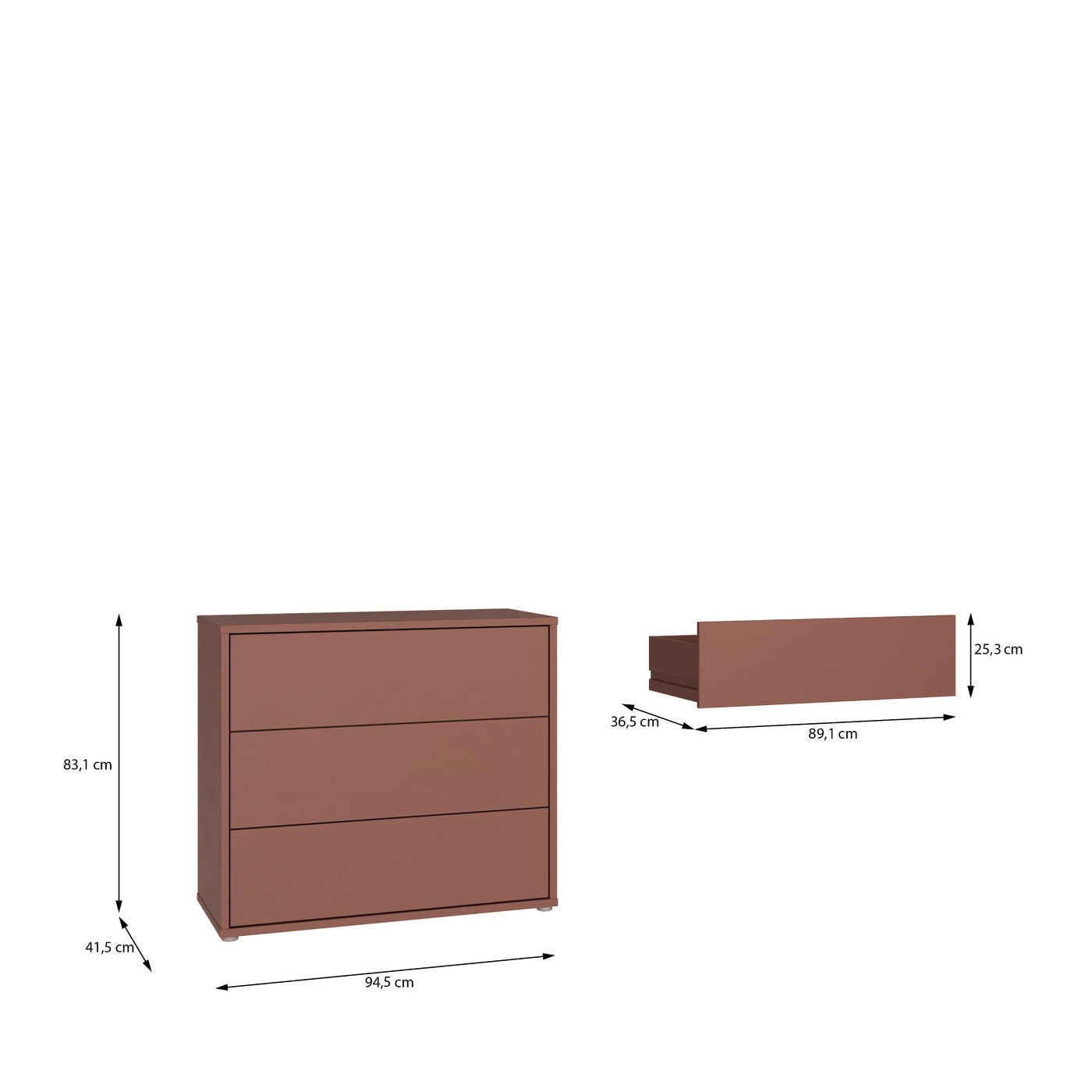 Alice Springs 94.8cm 3-Drawer Chest in Terracotta – image 7 of 8