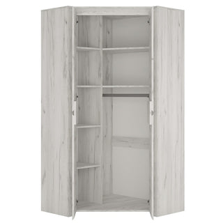 Alink Wooden Corner Wardrobe With 2 Doors In White