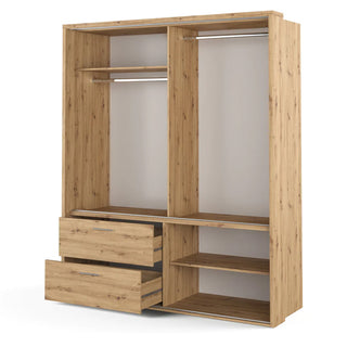 Aliso Wardrobe With 2 Sliding Doors With Drawers In Artisan Oak